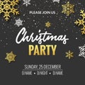 Christmas party invitation poster design. Retro gold typography