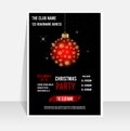 Christmas party invitation, poster, flyer, brochure template design with stylized christmas ball and winter element. Vector
