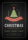 Christmas party invitation retro typography and