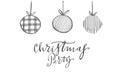 Christmas Party lettering phrases and graphic illustrations template. Greeting card invitation with xmas balls. Vintage Royalty Free Stock Photo