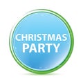 Christmas Party natural aqua cyan blue round button