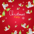 Christmas party poster or banner with cute hippopotamus