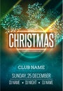 Christmas party poster design with fireworks light. New year disco flyer template.