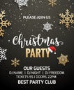 Christmas party poster invitation decoration design. Xmas holiday template background with snowflakes