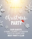 Christmas party poster invitation with light decoration design. Xmas holiday template background with snowflakes Royalty Free Stock Photo