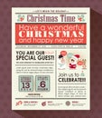 Christmas party poster invite background in newspaper style