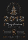 Christmas party poster and New Year 2018 card. Christmas tree and number 2018 Royalty Free Stock Photo