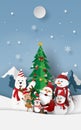 Christmas party with Santa Claus at snow mountain Royalty Free Stock Photo