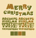 Christmas patchwork style abc font.