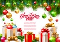 Christmas patry poster background design, decorative colorful balls Royalty Free Stock Photo