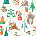 Christmas patter with cute animals