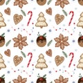 Christmas seamless pattern with gingerbread Royalty Free Stock Photo