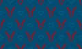 Christmas pattern background of seamless deer reindeer and heart.