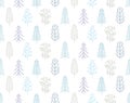 Christmas pattern with cute trees, winter background with Christmas trees.