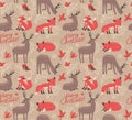 Christmas pattern with deer and foxes