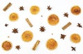 Christmas pattern with dried orange slices, cinnamon and anise.