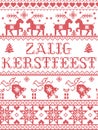 Christmas pattern dutch Zalig Kerstfeest seamless pattern inspired by Nordic culture festive winter in cross stitch