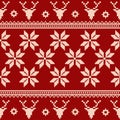Christmas pattern with embroidered reindeer. Vector