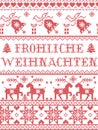 Christmas pattern Frohliche weihnachten seamless pattern inspired by Nordic culture festive winter in cross stitch