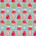 Christmas pattern with gingerbread cookies Royalty Free Stock Photo