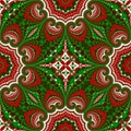 Christmas Pattern. Green, Red And White Colors.