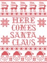 Christmas pattern Here comes Santa Claus seamless pattern inspired by nordic culture festive winter in cross stitch