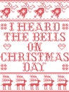 Christmas pattern I heard the bells on Christmas day carol Scandinavian seamless pattern inspired by nordic culture festive