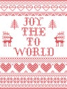 Christmas pattern Joy to the world seamless pattern inspired by nordic culture festive winter in cross stitch with heart