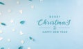 Christmas pattern made of snowflake, stars and christmas tree on pastel blue background. Winter concept, top view with copy space Royalty Free Stock Photo