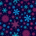 Christmas pattern made of snowflakes and dots, vector winter seamless background with snow, xmas design holiday Royalty Free Stock Photo