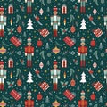 Christmas Pattern With Nutcracker Soldier And Toys