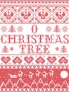 Christmas pattern O Christmas tree carol seamless pattern inspired by Nordic culture festive winter in cross stitch with he Royalty Free Stock Photo