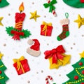 Christmas pattern with plasticine figures