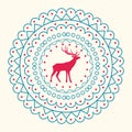 Christmas Pattern and Reindeer Vector Illustration Royalty Free Stock Photo