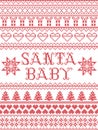 Christmas pattern Santa baby carol seamless pattern inspired by Nordic culture festive winter in cross stitch with heart Royalty Free Stock Photo