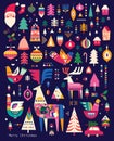 Christmas pattern in Scandinavian folk style