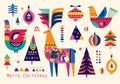 Christmas pattern in Scandinavian folk style