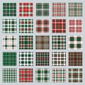 Christmas Pattern seamless of green, red and white vector plaid. Set Holiday background for greeting card, wrapping paper print or Royalty Free Stock Photo