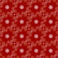 Christmas pattern seamless, New Year wrapping paper. Trendy line golden swirls, curls, snowflakes on a red background