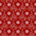 Christmas pattern seamless. Trendy line golden swirls, curls, snowflakes on a red background. New Year wrapping paper Royalty Free Stock Photo