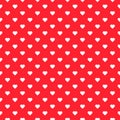 Christmas pattern. Seamless Xmas background. Holiday geometric texture with white hearts on red background Royalty Free Stock Photo