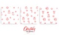 Christmas pattern. Set of Xmas seasonal patterns for presents wrapping paper. Gift wrap design