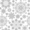 Christmas pattern from snowflakes for a card vector. coloring book. hand-drawn doodle decorative elements in . Black Royalty Free Stock Photo