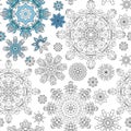 Christmas pattern from snowflakes for a card vector. coloring book. hand-drawn doodle decorative elements in . Black Royalty Free Stock Photo