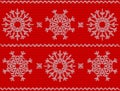 Christmas pattern with snowflakes, new year ornament on red back Royalty Free Stock Photo