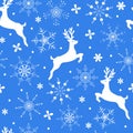 Christmas pattern with snowflakes and reindeer