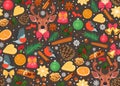 Christmas pattern with traditional festive elements