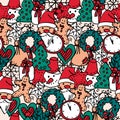 Christmas pattern. Vector doodle illustration . Design element hand drawn Royalty Free Stock Photo