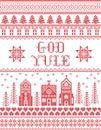 Christmas pattern with winter wonderland village God Yule seamless pattern inspired by Nordic culture festive winter