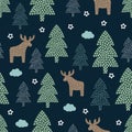 Christmas pattern - Xmas trees, deers, stars.